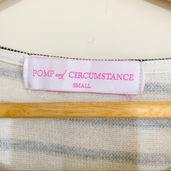 Pomp and Circumstance Neutral Stripe Shift Dress S - Picture 2 of 7